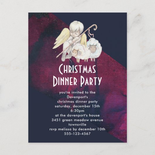 Weihnachts-Angel-Hirte mit Lämmern Dnner-Party Postkarte (Vorderseite)