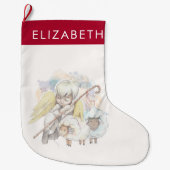 Weihnachts-Angel-Hirte mit Lämmern Großer Weihnachtsstrumpf (Vorderseite)