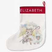 Weihnachts-Angel-Hirte mit Lämmern Großer Weihnachtsstrumpf (Rückseite)