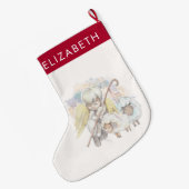 Weihnachts-Angel-Hirte mit Lämmern Großer Weihnachtsstrumpf (Rückseite (Hängend))