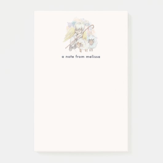 Weihnachts-Angel-Hirte mit Lämmern Post-it Klebezettel (Vorderseite)