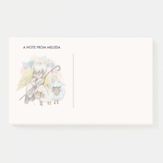 Weihnachts-Angel-Hirte mit Lämmern Post-it Klebezettel (Vorderseite)