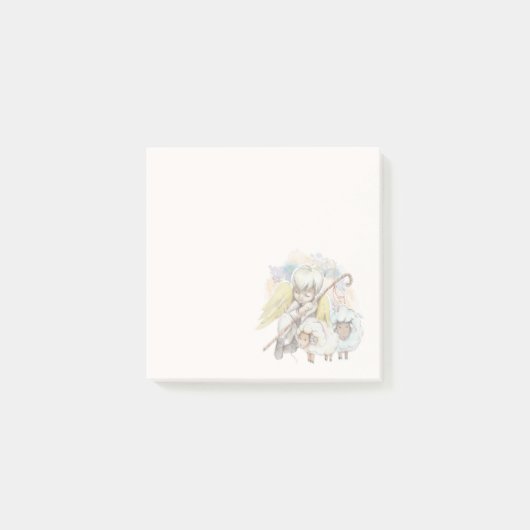 Weihnachts-Angel-Hirte mit Lämmern Post-it Klebezettel (Vorderseite)