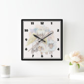 Weihnachts-Angel-Hirte mit Lämmern Quadratische Wanduhr (Zuhause)