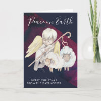 Weihnachts-Angel-Hirte mit Lämmern Urlaub
