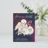Weihnachts-Angel-Hirte mit Lämmern Urlaub Postkarte (Stehend Vorderseite)