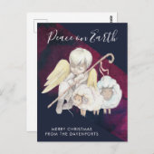 Weihnachts-Angel-Hirte mit Lämmern Urlaub Postkarte (Vorne/Hinten)