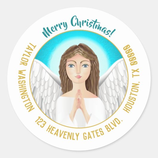 Weihnachts-Angel-Holiday-Rücksendeadresse Runder Aufkleber (Vorderseite)