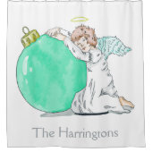 Weihnachts-Angel-individuelle Name-Duschvorhang Duschvorhang (Vorderseite)