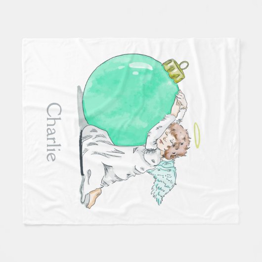 Weihnachts-Angel-individuelle Name-Fleecedecke Fleecedecke (Vorderseite (Horizontal))