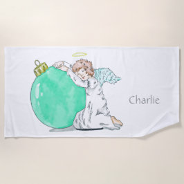 Weihnachts-Angel-individuelle Name Strandtuch