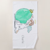 Weihnachts-Angel-individuelle Name Strandtuch (Vorderseite)