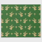 Weihnachts Angel Nativity Star Green Gold Geschenkpapier (Flach)