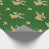 Weihnachts Angel Nativity Star Green Gold Geschenkpapier (Ecke)