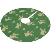 Weihnachts Angel Nativity Star Green Gold Polyester Weihnachtsbaumdecke (Schrägansicht)