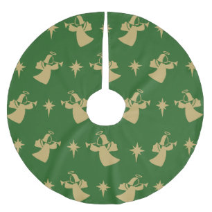 Weihnachts Angel Nativity Star Green Gold Polyester Weihnachtsbaumdecke