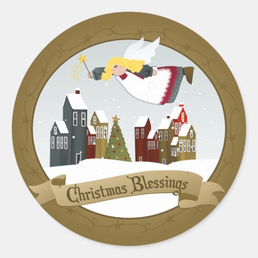 Weihnachts Angel Round Stickers (Vorderseite)