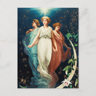 Weihnachts Angels Stern und Crescent Moon Postkarte