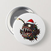 Weihnachts-Anglerfisch Lophius Santa Hut Feiertag Button (Vorne & Hinten)