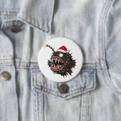 Weihnachts-Anglerfisch Lophius Santa Hut Feiertag Button (Beispiel)