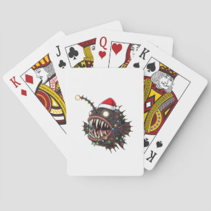 Weihnachts-Anglerfisch Lophius Santa Hut Feiertag  Spielkarten
