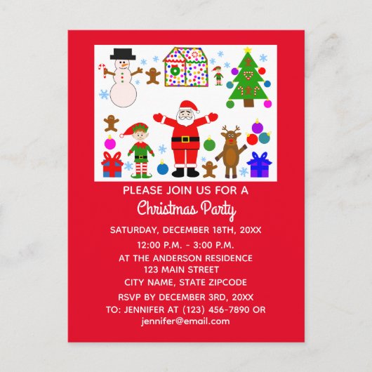 Weihnachts-Ansammlung #1 Einladung Postkarte (Vorderseite)