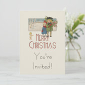 Weihnachts-Antique-KinderIllustration 1920 Einladung (Stehend Vorderseite)