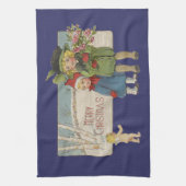 Weihnachts-Antique-KinderIllustration 1920 Geschirrtuch (Vertikal)