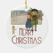 Weihnachts-Antique-KinderIllustration 1920 Keramikornament (Hinten)