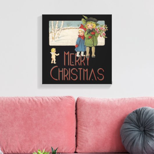 Weihnachts-Antique-KinderIllustration 1920 Leinwanddruck (Insitu (Wohnzimmer))