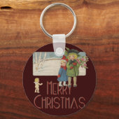 Weihnachts-Antique-KinderIllustration 1920 Schlüsselanhänger (Vorderseite)