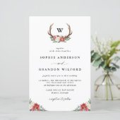 Weihnachts-Antler-Wreath-Winter Hochzeit Einladung (Stehend Vorderseite)