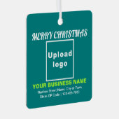 Weihnachts-Aquamariner Grüner Platz Ornament Aus Metall (Vorderseite Rechts)