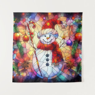 Weihnachts-Aquarellband aus festem Glas Wandteppich