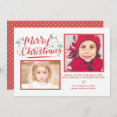 Weihnachts-Aquarellblütenblättern mit Handschrift Feiertagskarte (Vorne/Hinten)