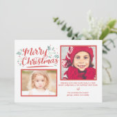 Weihnachts-Aquarellblütenblättern mit Handschrift Feiertagskarte (Stehend Vorderseite)