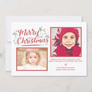 Weihnachts-Aquarellblütenblättern mit Handschrift Feiertagskarte