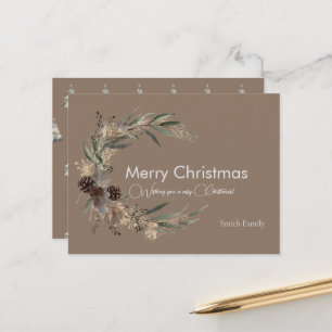Weihnachts Aquarellbraun Postkarte