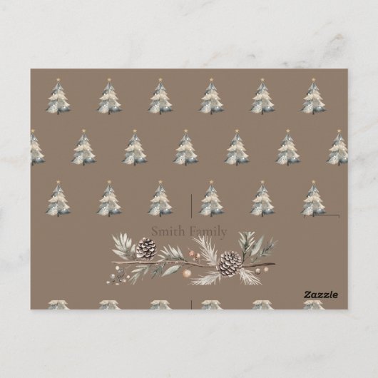 Weihnachts Aquarellbraun Postkarte (Rückseite)