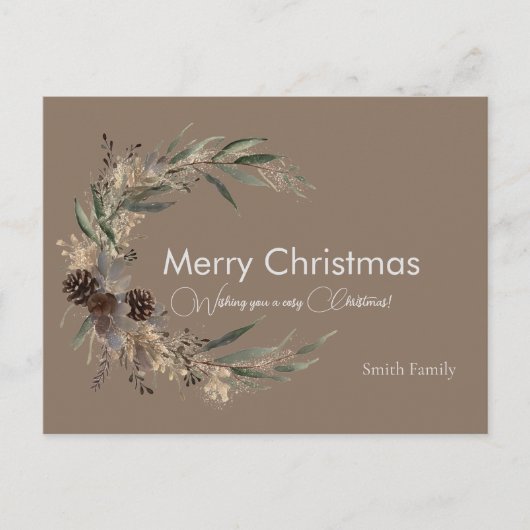 Weihnachts Aquarellbraun Postkarte (Vorderseite)