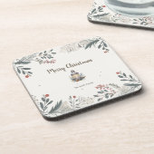 Weihnachts-Aquarellgrüße Getränkeuntersetzer (Linke Seite)