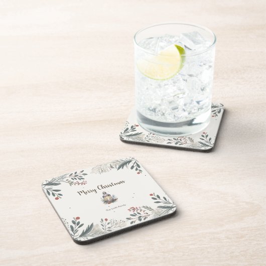 Weihnachts-Aquarellgrüße Getränkeuntersetzer (Rechte Seite)