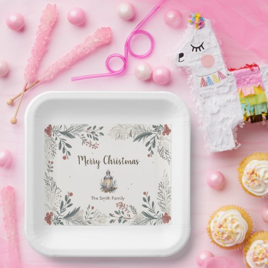 Weihnachts-Aquarellgrüße Pappteller (Party)