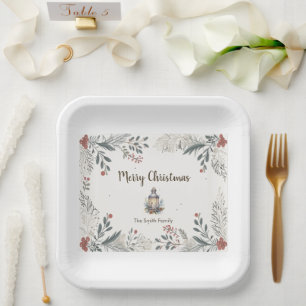 Weihnachts-Aquarellgrüße Pappteller