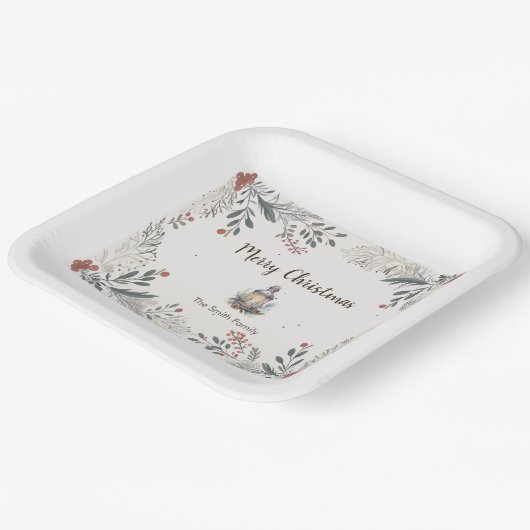 Weihnachts-Aquarellgrüße Pappteller (Gewinkelt)