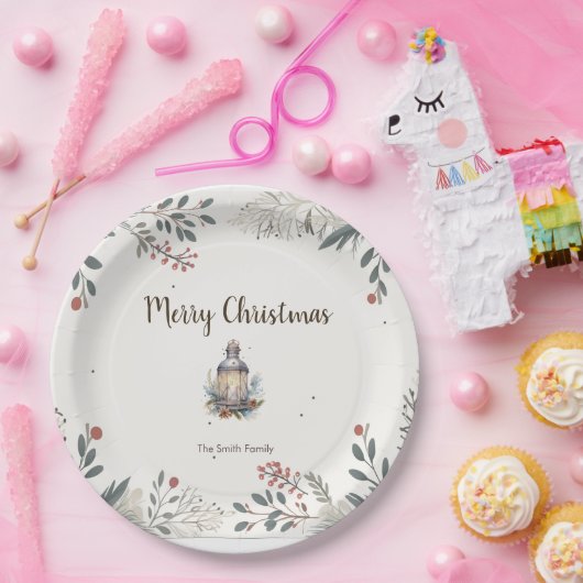 Weihnachts-Aquarellgrüße Pappteller (Party)