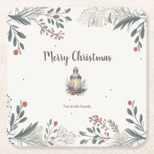 Weihnachts-Aquarellgrüße Rechteckiger Pappuntersetzer