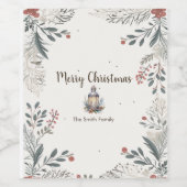 Weihnachts-Aquarellgrüße Weinetikett (Einzelnes Label)