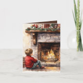 Weihnachts-Aquarelljunge hinzufügen Text Feiertagskarte (Vorderseite)