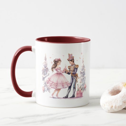 Weihnachts-Aquarellknacker Tasse (Mit Donut)